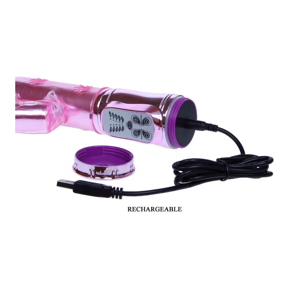 Vibromasseur rose rechargeable avec rotation et oreilles vibrantes, autre vue 4