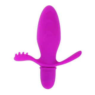 Vibromasseur silicone magenta, 10 modes, à piles, autre vue 2