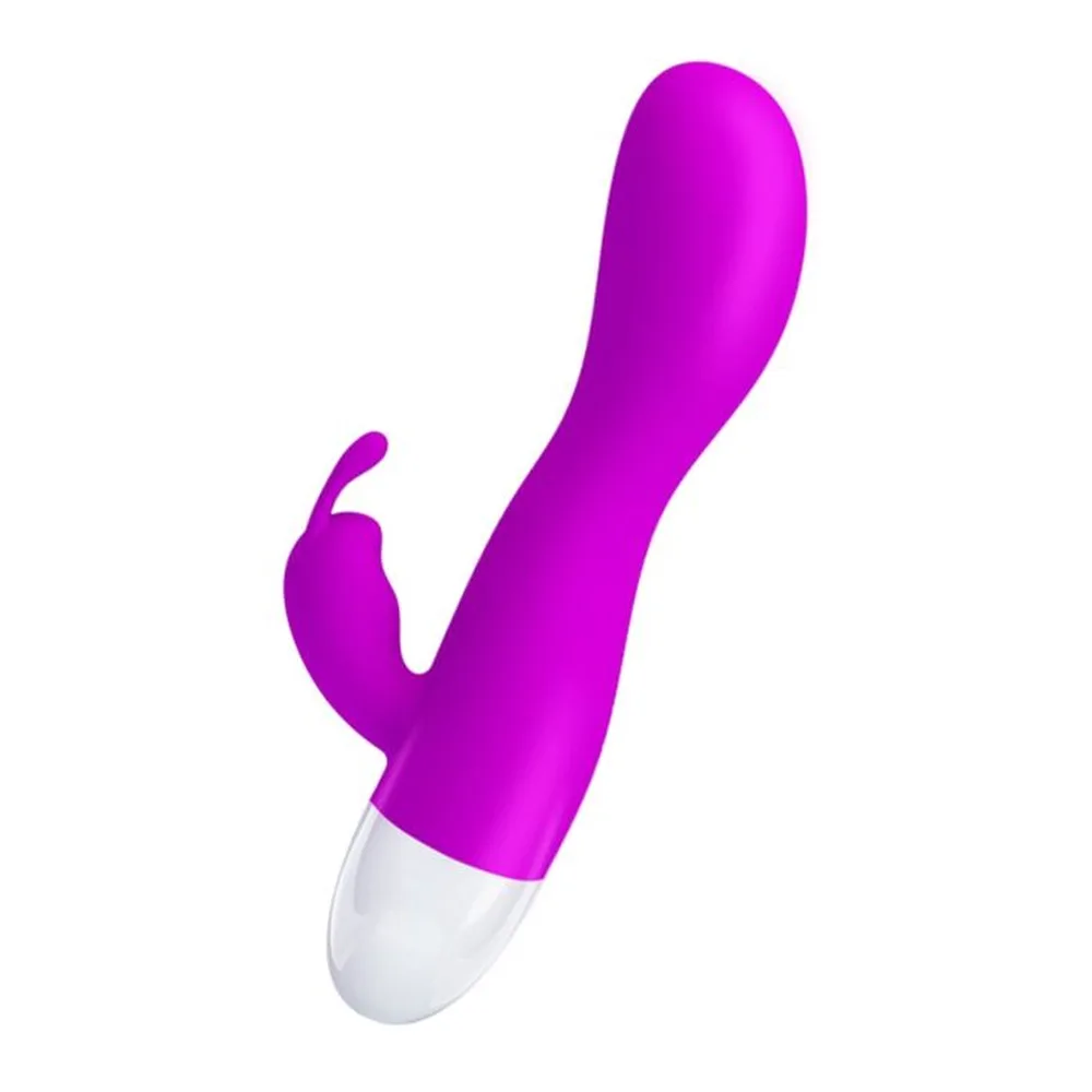 Vibromasseur Smart Kyle Modes en silicone magenta et blanc, forme épaulée avec zone de stimulation latérale, sur fond blanc