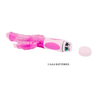 Vibromasseur rotatif silicone rose trois branches motorisées, autre vue 7
