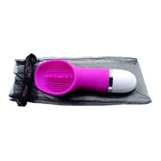 Stimulateur clitoridien silicone rose, tête plate perlée, autre vue 4