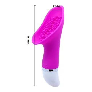 Stimulateur clitoridien silicone rose, tête plate perlée, autre vue 5