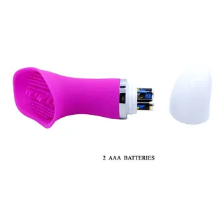 Stimulateur clitoridien silicone rose, tête plate perlée, autre vue 7