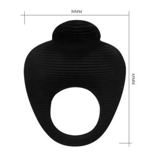 Anneau vibrant silicone noir à piles, autre vue 4
