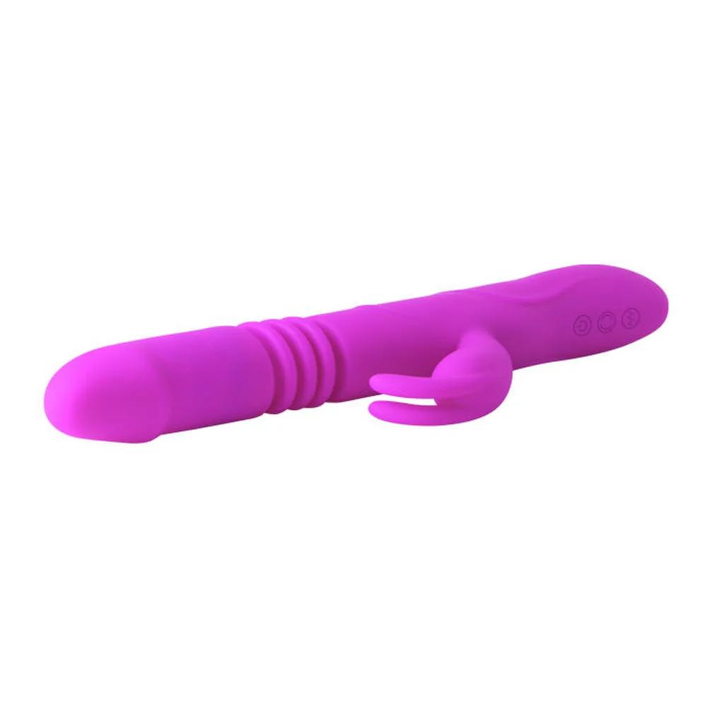 Vibromasseur rabbit silicone rose fuchsia rechargeable, autre vue 2