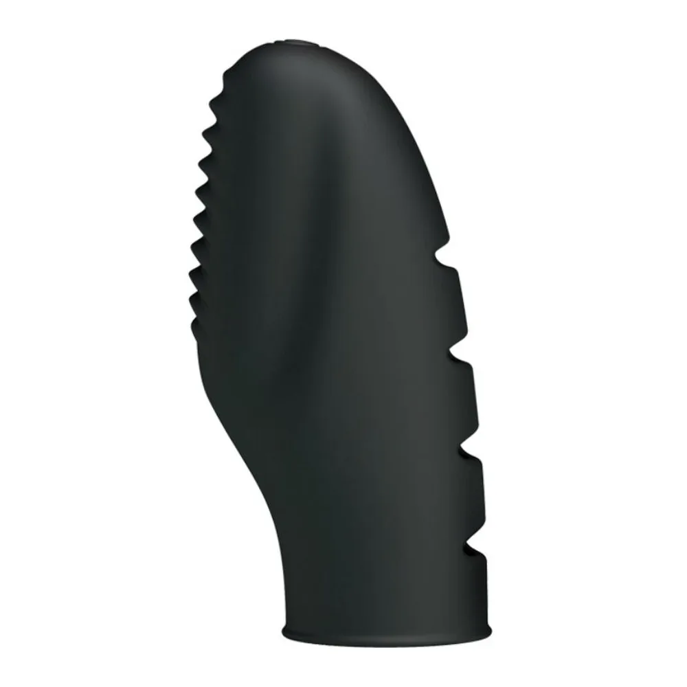 Vibromasseur silicone noir, dé strié et balle vibrante, autre vue 3