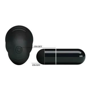 Vibromasseur silicone noir, dé strié et balle vibrante, autre vue 6