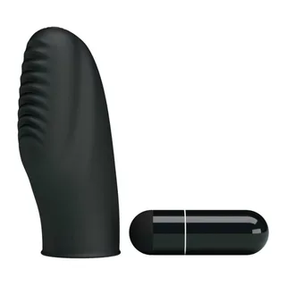 Vibromasseur silicone noir, dé strié et balle vibrante, autre vue 7