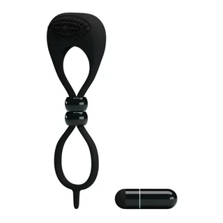 Cockring silicone double anneau noir, vibrant, serrage ajustable, autre vue 3