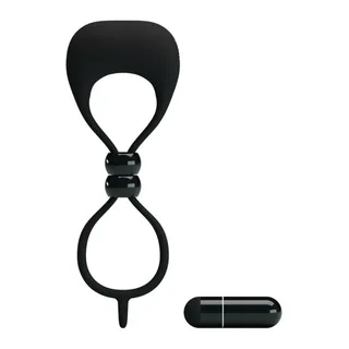 Cockring silicone double anneau noir, vibrant, serrage ajustable, autre vue 4