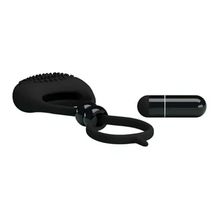Cockring silicone double anneau noir, vibrant, serrage ajustable, autre vue 5