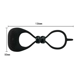 Cockring silicone double anneau noir, vibrant, serrage ajustable, autre vue 6