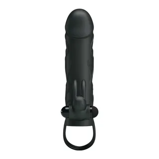Housse silicone noir avec stimulateur, à piles, étanche, coloris Gris, autre vue 2
