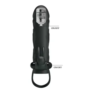 Housse silicone noir avec stimulateur, à piles, étanche, coloris Gris, autre vue 3