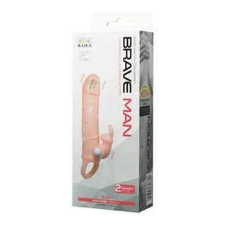 Gaine de pénis silicone rose, stimulateur lapin, deux moteurs, coloris Chair, autre vue 7
