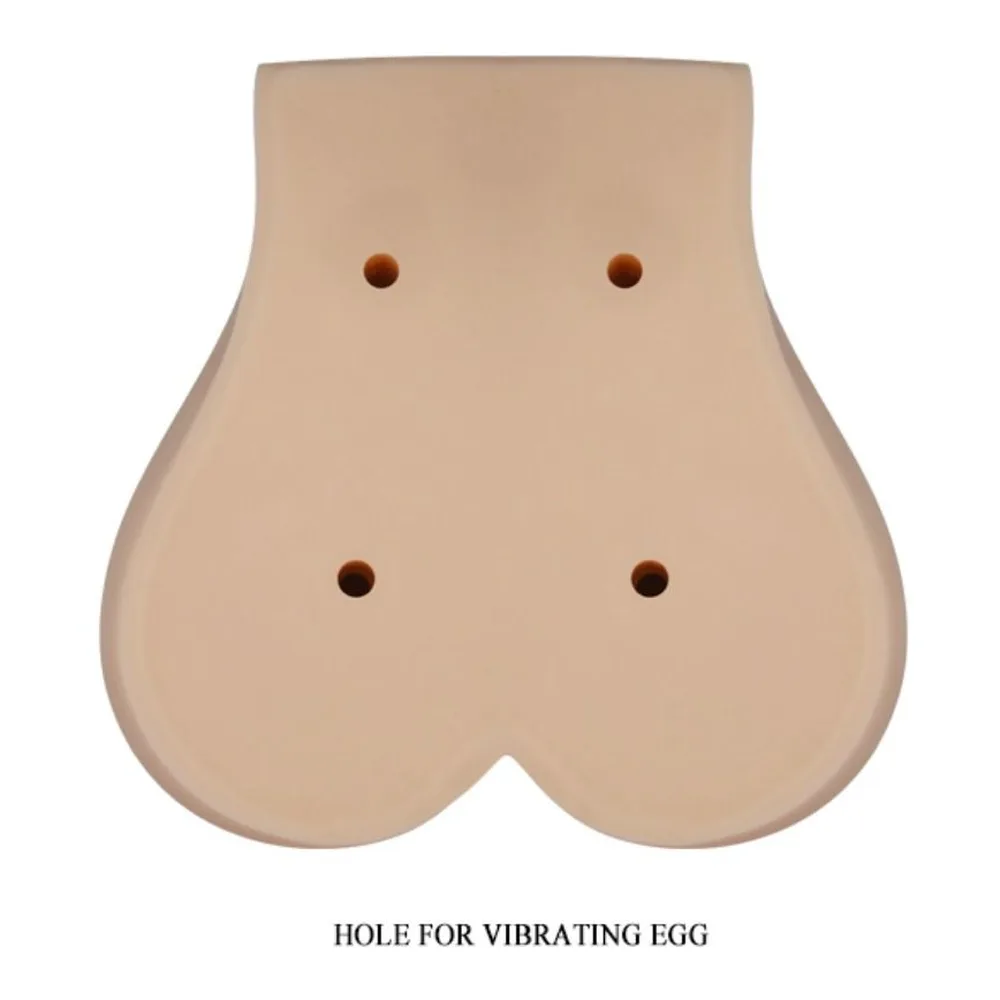 Masturbateur en silicone couleur chair avec deux orifices réalistes, vue de trois quarts sur fond blanc