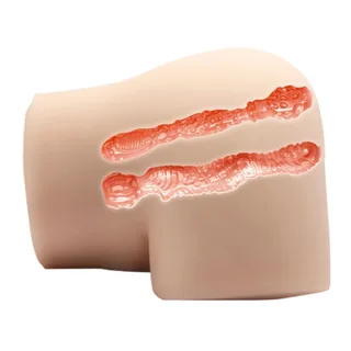 Masturbateur silicone beige deux canaux, autre vue 7