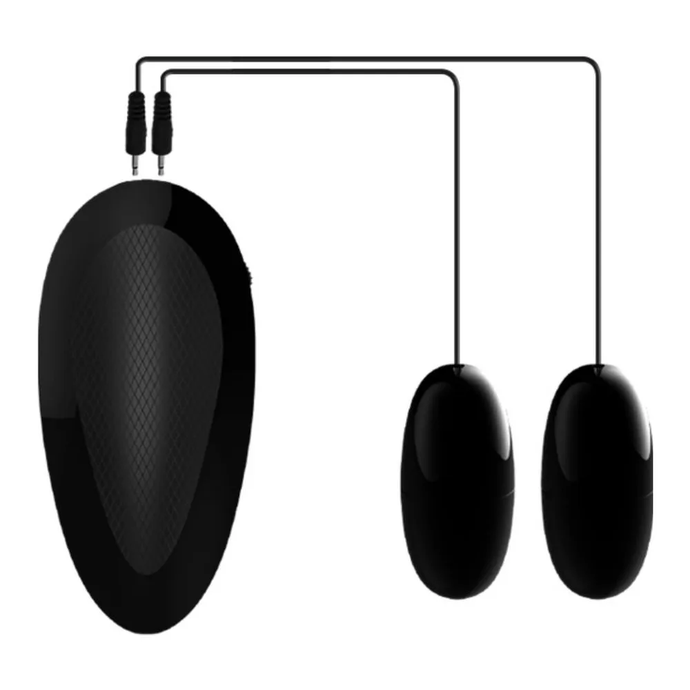 Schéma de dimensions d'un masturbateur à deux canaux en silicone chair avec jambes surélevées (160 mm de hauteur, 155 mm de largeur) et deux balles vibrantes noires commandées par télécommande filaire