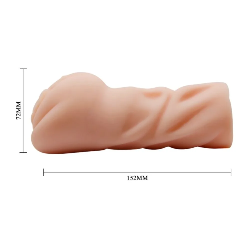 Masturbateur en silicone chair avec entrée en relief sculptée, forme compacte arrondie, surface lisse, fond blanc