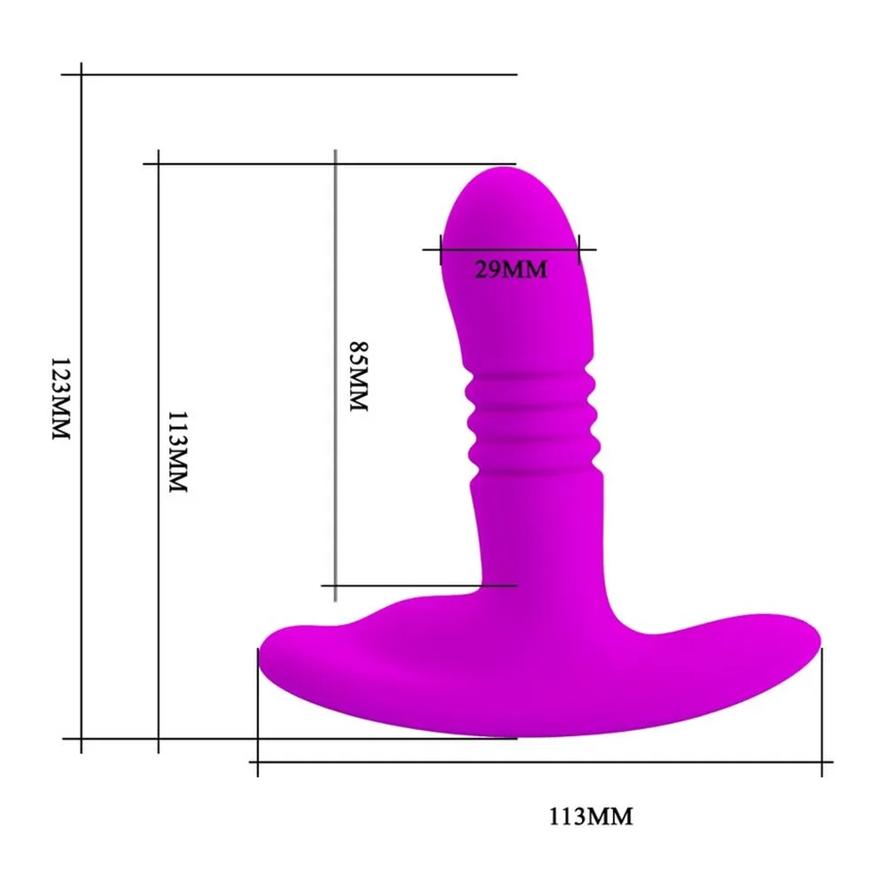 Plug anal noir en silicone avec base ventousée, zone rainurée au centre, et télécommande noire Pretty Love dotée d'ondes sans fil