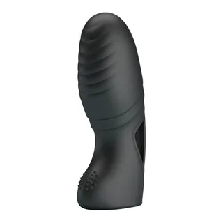 Vibromasseur de doigt silicone noir nervuré, autre vue 3
