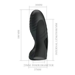 Vibromasseur de doigt silicone noir nervuré, autre vue 6