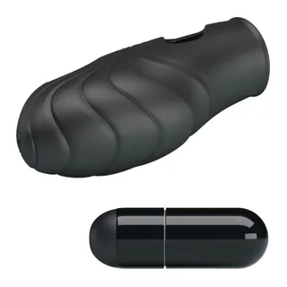 Vibromasseur de doigt silicone noir, reliefs torsadés, télécommande, autre vue 3