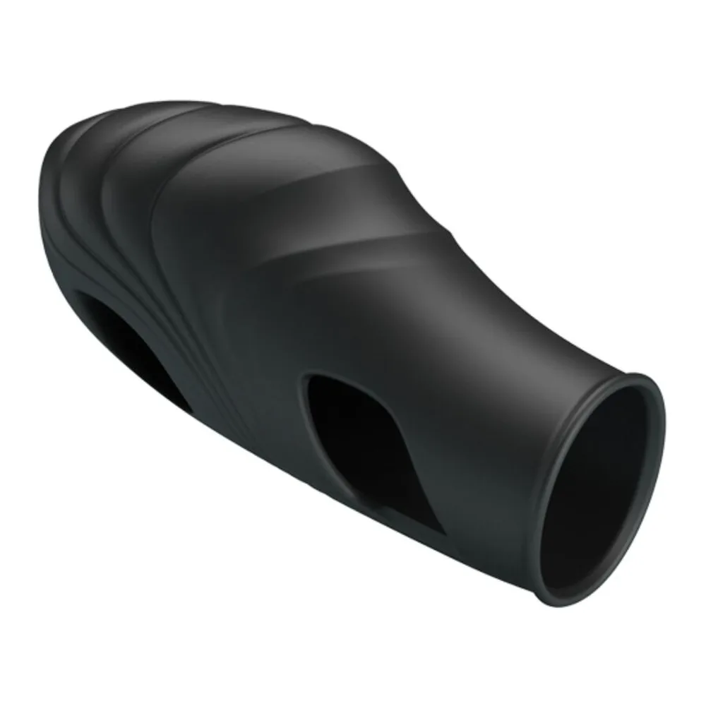 Vibromasseur de doigt silicone noir, reliefs torsadés, télécommande, autre vue 4