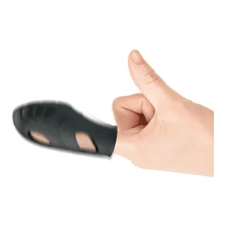 Vibromasseur de doigt silicone noir, reliefs torsadés, télécommande, autre vue 5