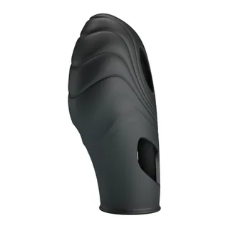 Vibromasseur de doigt silicone noir, reliefs torsadés, télécommande, autre vue 7