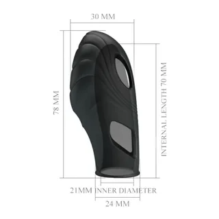 Vibromasseur de doigt silicone noir, reliefs torsadés, télécommande, autre vue 8