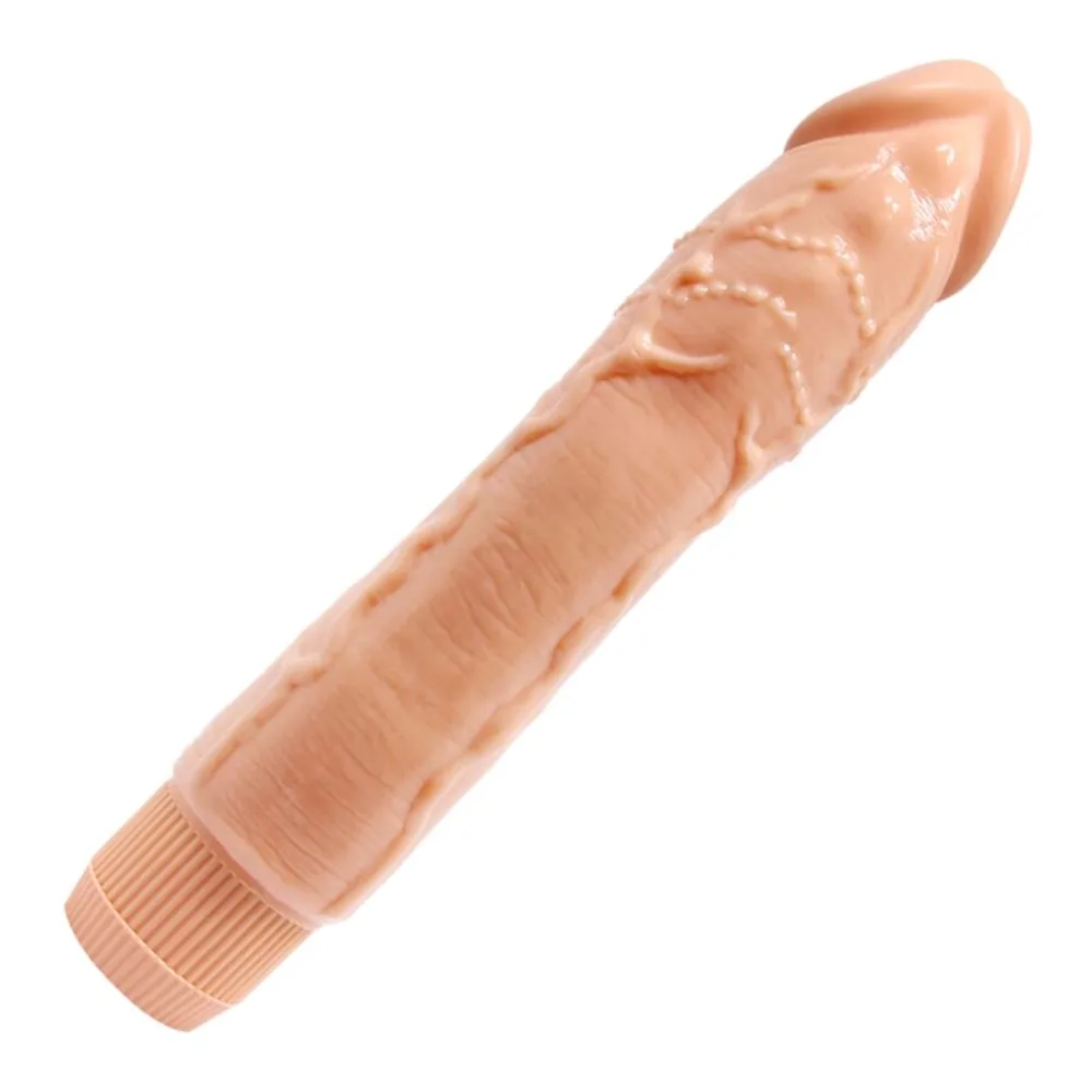 Vibromasseur silicone beige réaliste veiné, moteur à piles, autre vue 5