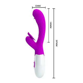 Vibromasseur silicone rose, tête léchante et boule, 12 vibrations, autre vue 2
