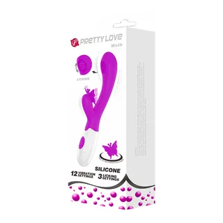 Vibromasseur silicone rose, tête léchante et boule, 12 vibrations, autre vue 4