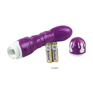 Vibromasseur silicone violet 22 cm à piles, autre vue 3