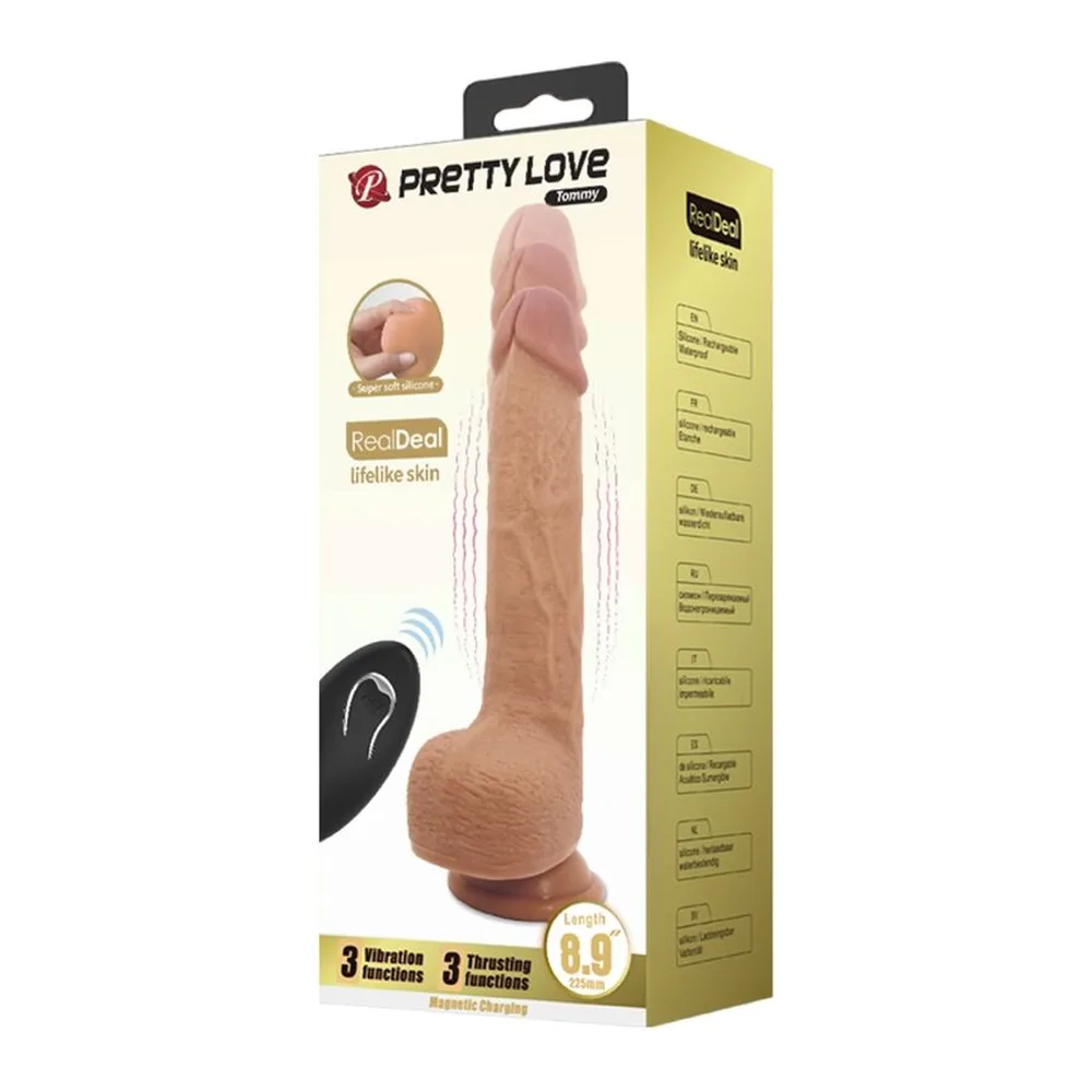 Vibromasseur réaliste silicone beige, gland rose, base ventouse, autre vue 5