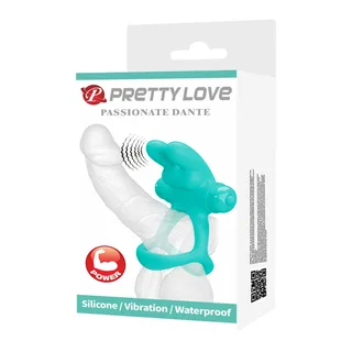 Anneau vibrant silicone turquoise lapin, à piles, étanche, autre vue 3