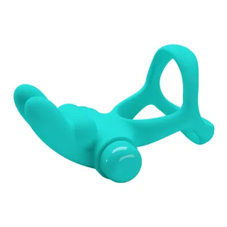 Anneau vibrant silicone turquoise lapin, à piles, étanche, autre vue 5