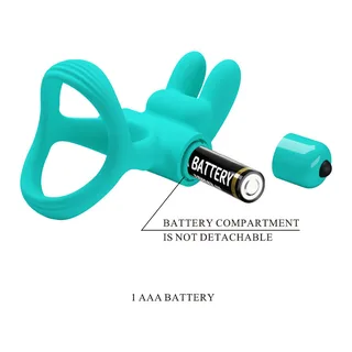 Anneau vibrant silicone turquoise lapin, à piles, étanche, autre vue 6