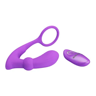 Anneau Pénien & Plug Anal Warren Pretty Love - avec sa base - Violet