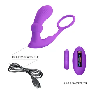 Anneau Pénien & Plug Anal Warren Pretty Love - détail de la texture - Violet