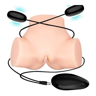 Masturbateur silicone beige, deux cavités ouvertes, vibrant, autre vue 6