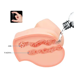 Masturbateur silicone beige, deux cavités ouvertes, vibrant, autre vue 9