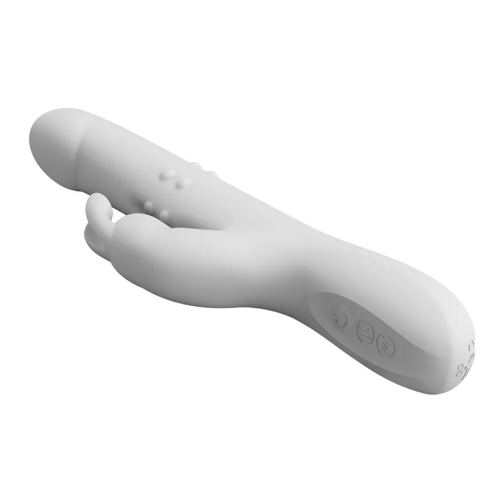 Vibromasseur blanc silicone rotation perles rechargeable, autre vue 3