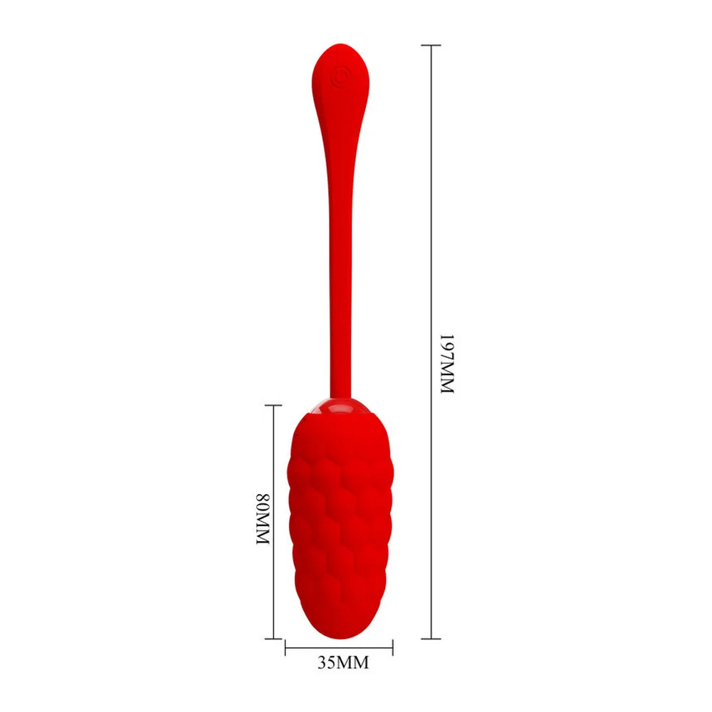 Œuf Vibrant Texturé Pretty Love, coloris rouge, présenté seul sur fond blanc