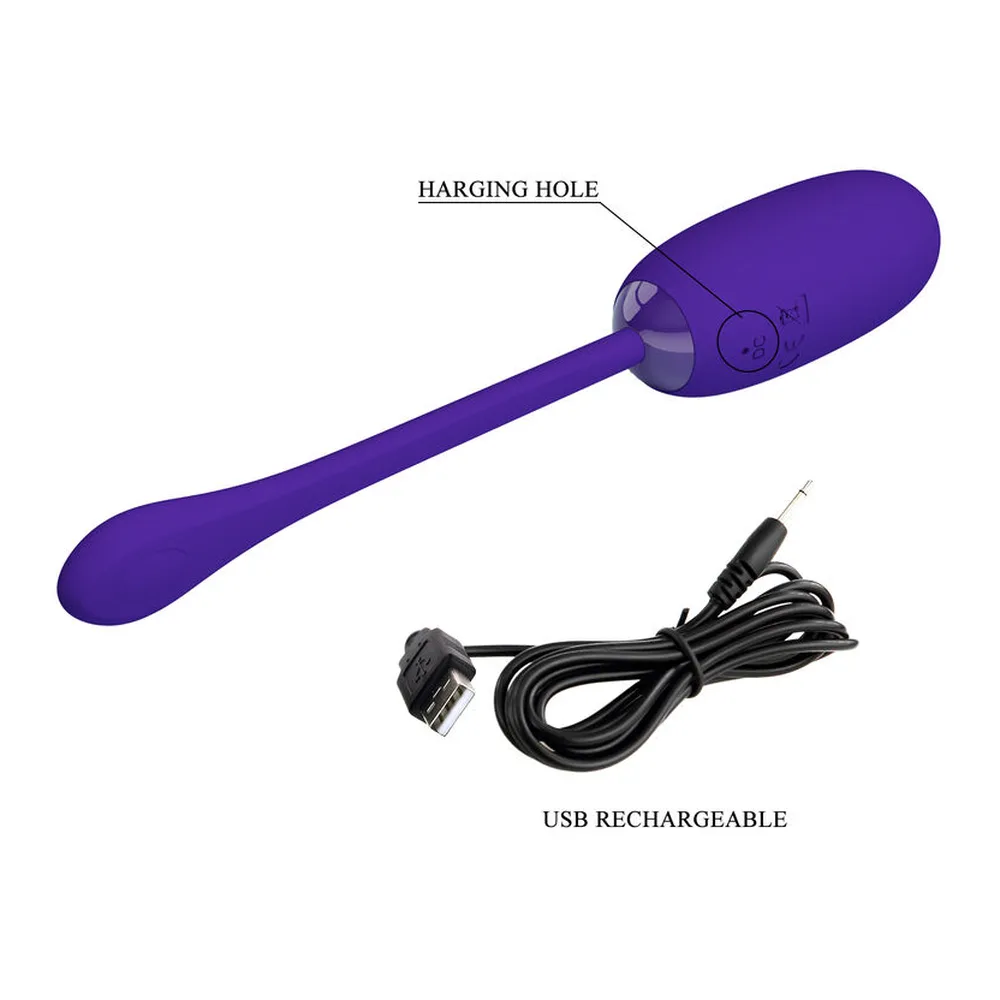 Œuf vibrant silicone turquoise rechargeable, coloris Lilas