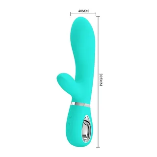 Vibrateur Multifonction G-spot Thomas Pretty Love - avec son échelle de taille - Vert d'eau