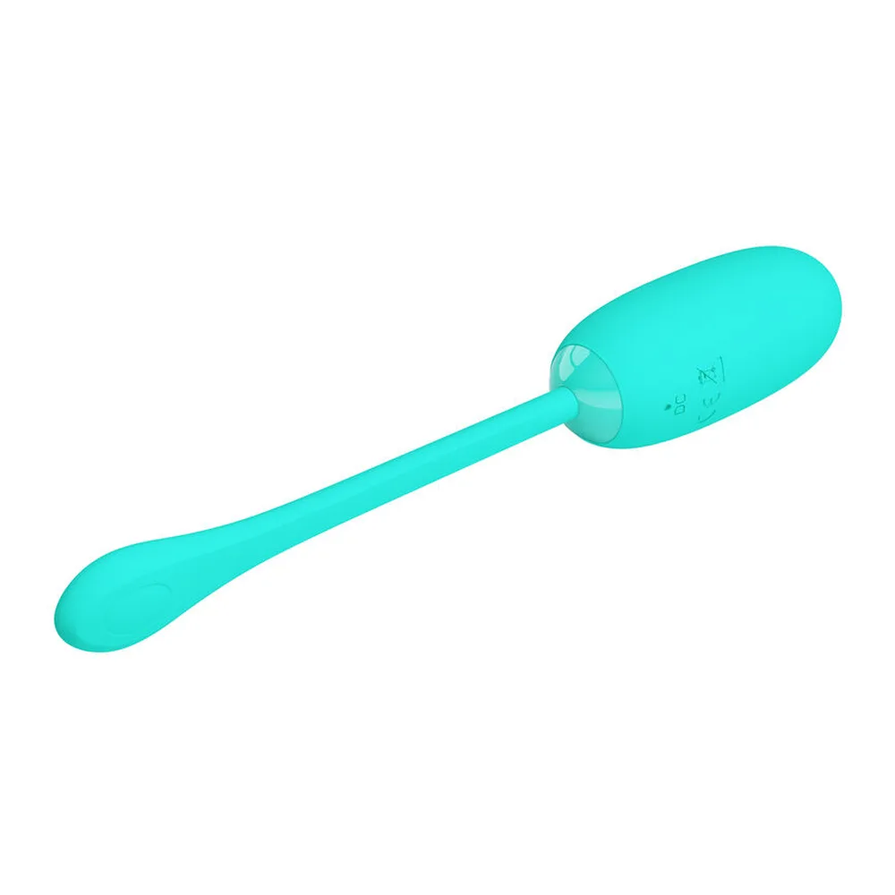Œuf vibrant turquoise avec tige longue et extrémité pointue effilée, silhouette élancée sur fond blanc