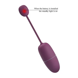 Œuf Vibrant Nymphe Pretty Love, coloris lilas, embout et commandes en gros plan