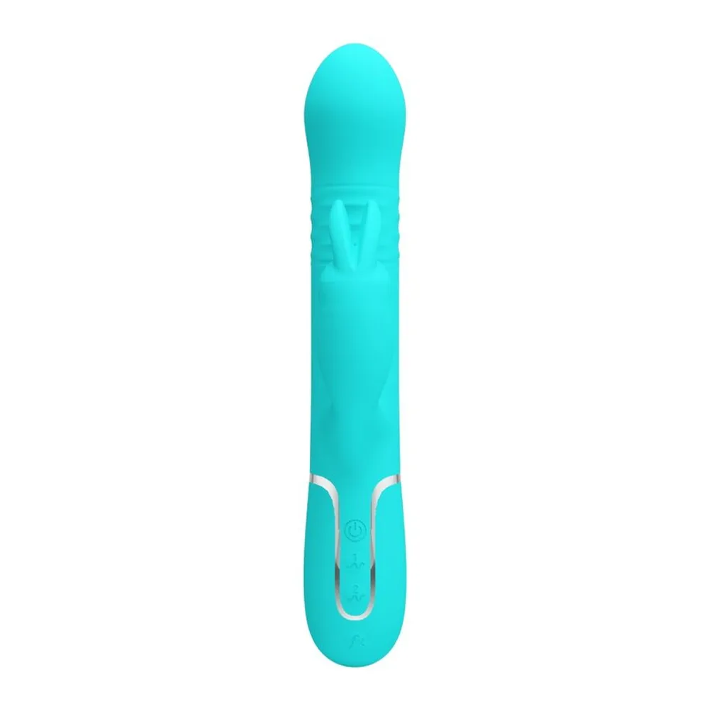 Vibromasseur rabbit turquoise silicone rechargeable, autre vue 3